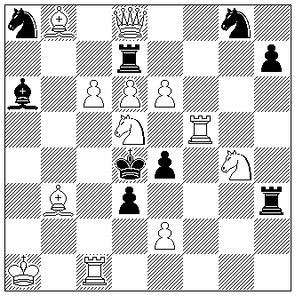 wKa1, wDd8, wTc1f5, wLb3b8, wSd5g4, wBc6d6e2e6, sKd4, sTd7h3, sLa6, sSa8g8, sBd3e4h7