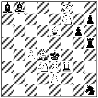 wKf8, wTf3, wLd4e6, wSd3f7, wBc4e2e3,
sKe4, sTh5, sLa8b8, sSh1, sBg6h7